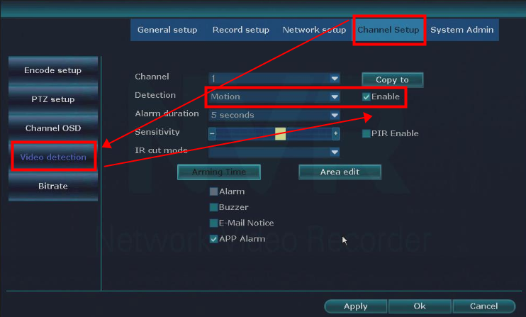 sannce motion detection setup